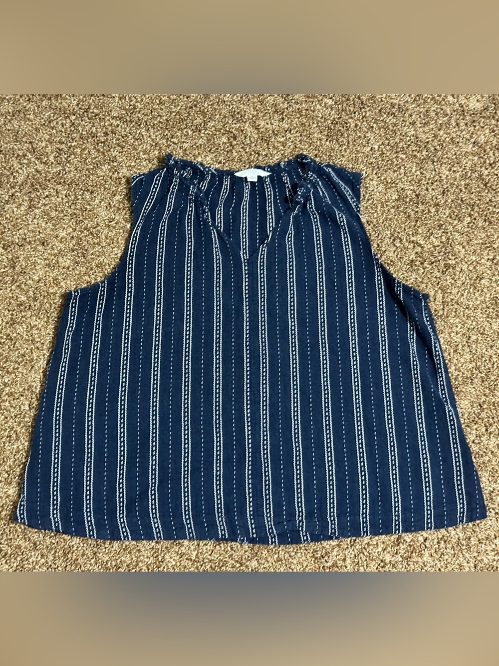 Time and Tru Sleeveless Linen Blend Navy Blouse size XL